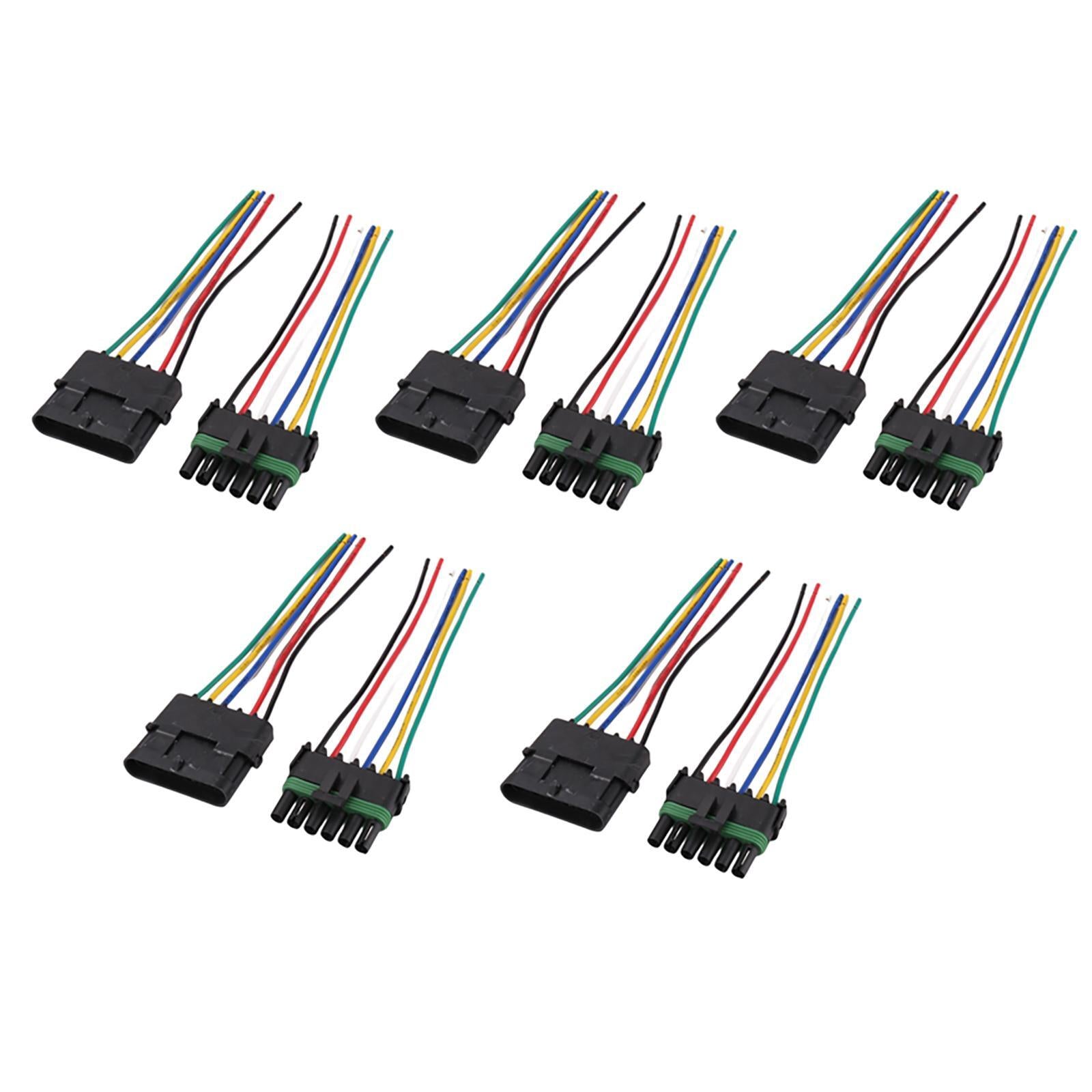 5 Pair Male Female 16 AWG Assembled Weather Pack 6 Pin Sealed Connector 6in Wire