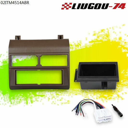 Radio Single Din Dash Kit Pocket Border Brown Fits 1988-1994 for Chevrolet for GMC Truck U