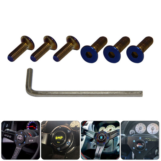6Pcs Steering Wheel Bolts Screw Kit For Momo Nardi Personal NRG Sparco Flat Head