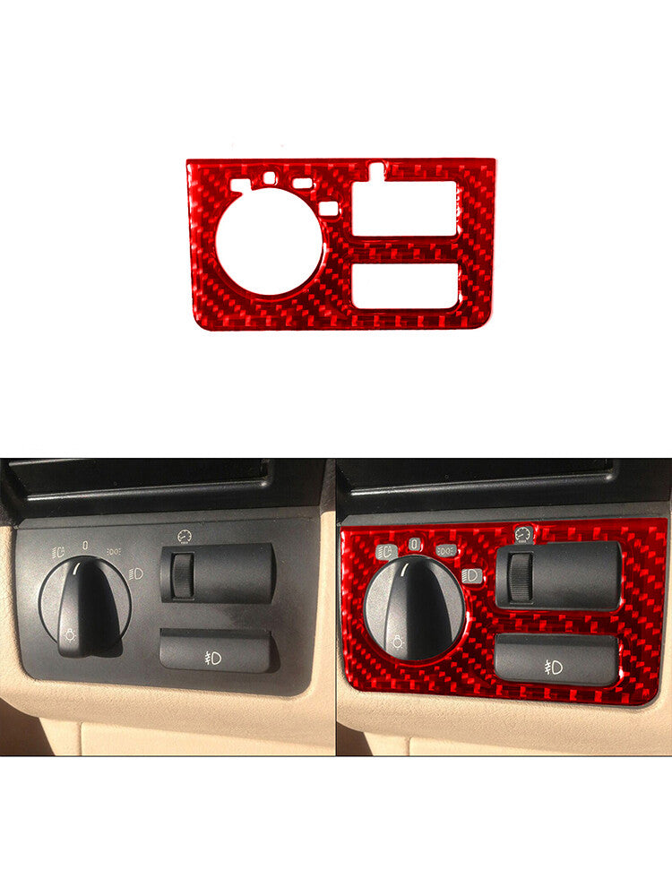 Red Carbon Fiber Dimming Light Control Trim for BMW X5 2000-2006 Type B