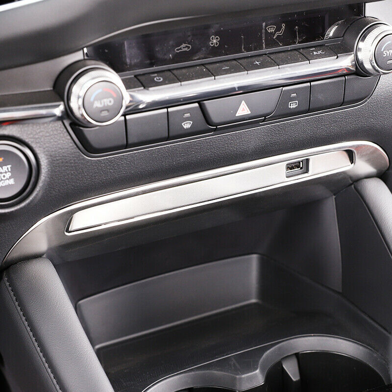Matte Silver Inner Dashboard Console USB Cover Trims for Mazda 3 Axela 2019-2022