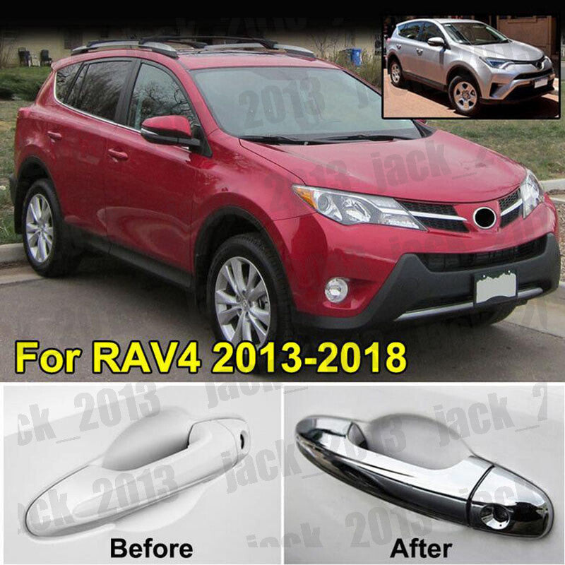 8PCS Chrome ABS Door Handle Cover Trim Catch Molding for Toyota RAV4 2013-2018