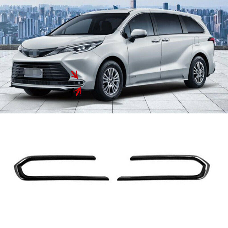 2X Gloss Black Front Fog Lamp Light Eyebrow Cover Trim for Toyota for Sienna 21-2024