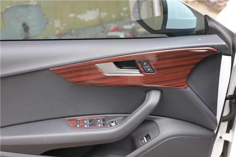Car Inner Door Panel Cover Frame Trim Decor 4PCS for Audi A5 2017-2019 Red Wood