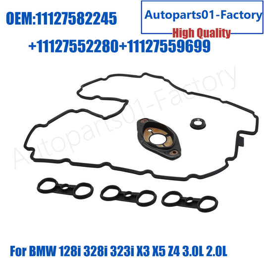 11127559699 Valve Cover Gasket Set for BMW 128i 328i 323i X3 X5 Z4 3.0L 2.0L