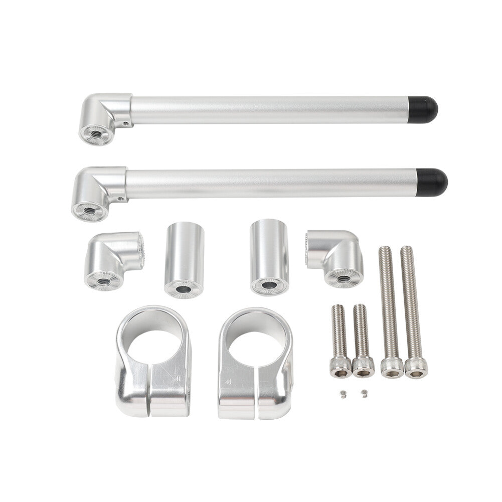 41MM Cafe Racer Bars 7/8 Universal Clip-On Handlebar Fork Tube Silver