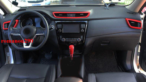 for Nissan Rogue 2014-2020 Red Carbon Fiber ABS Interior Decorate Kit Trim Cover
