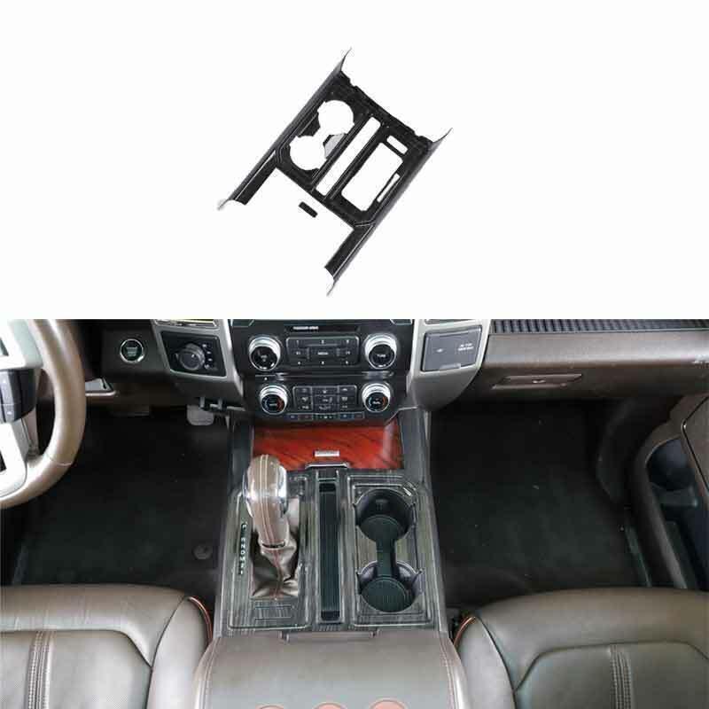 for Ford F-150 F150 15-20 Black Wood Grain Central Gear Shift Water Cup Panel A