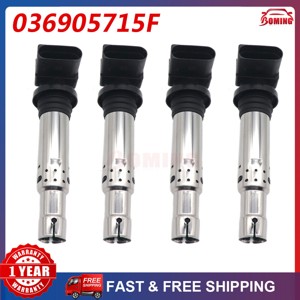 Four brand new ignition coils for Volkswagen for Golf 1.4 TSI, for Volkswagen Polo for Jetta 1.6 FSI, and for Tiguan . (036905715F-)