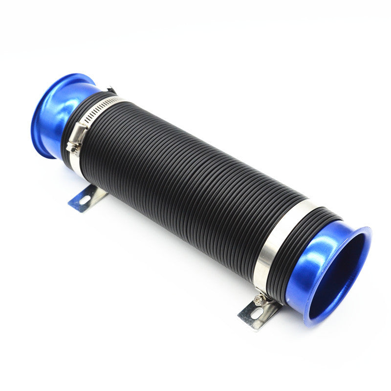Car 3 PVC Blue Flexible Extensible Offroad Cold Air Intake Pipe Inlet Hose Pipe