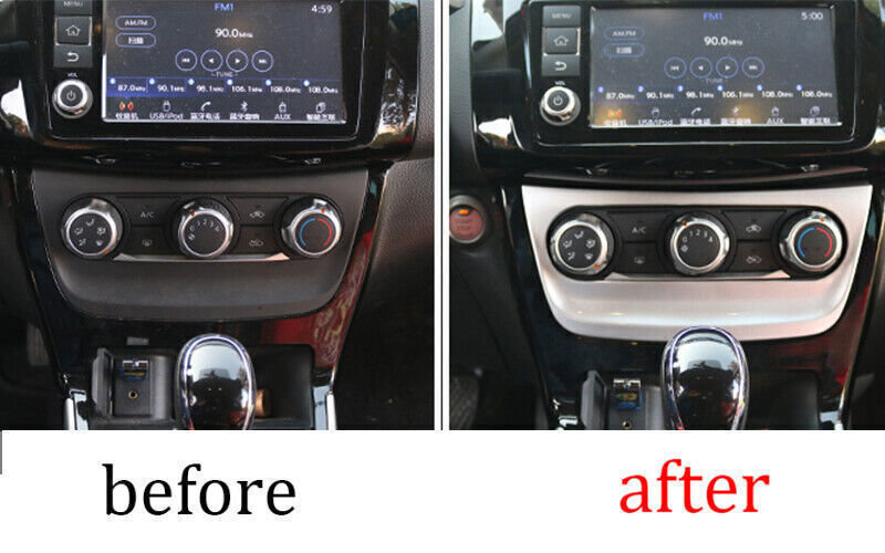 Central Console AC Button Cover Decor for Nissan Sentra Sylphy 2013-19 Silver