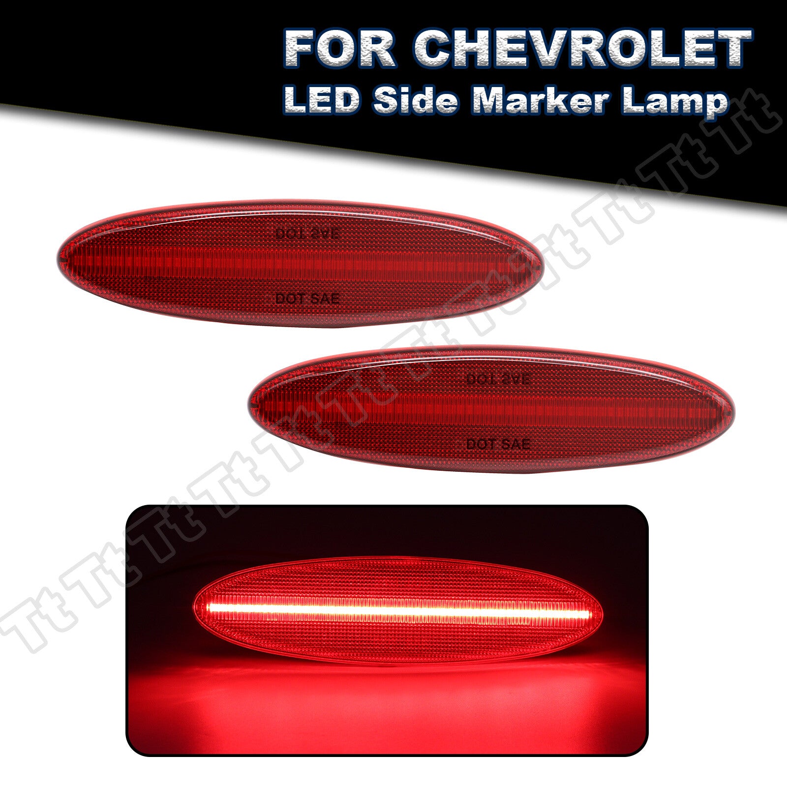 Red lens for 1997-2004 for Chevrolet for Corvette C5 LED rear bumper side marker lights