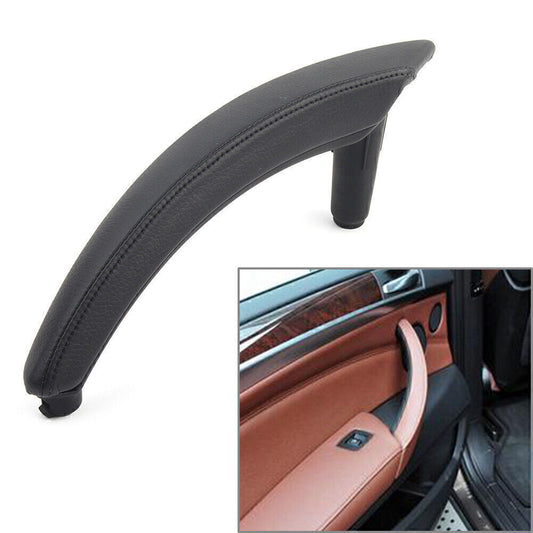 for BMW X5 X6 E70 Left Door Trim Pull Handle Left Side Real Leather Black 1Pcs