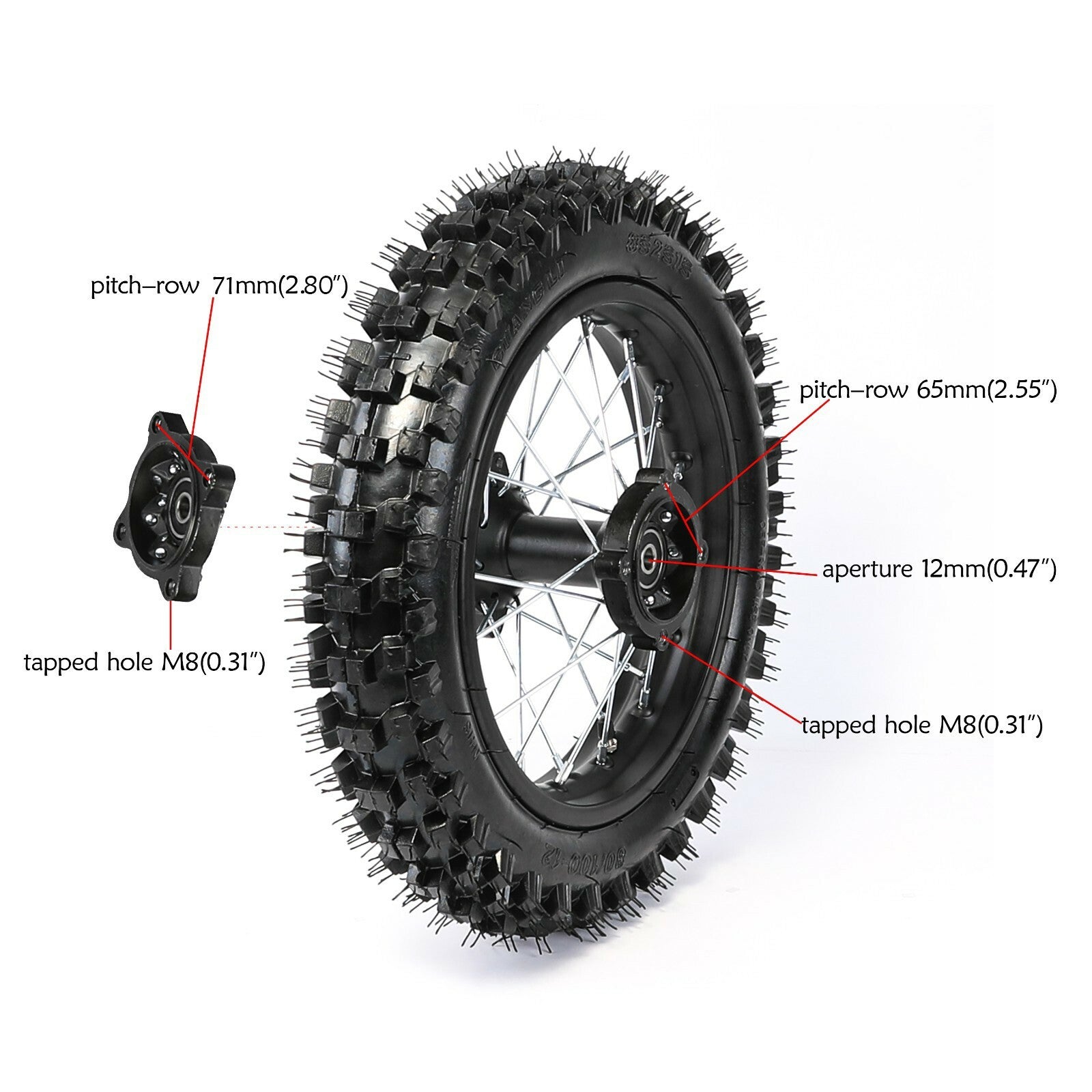Front Rear 60/100-14 80/100-12 Wheel Rim Tyre KX65 CRF 110cc 125cc 140 Dirt Bike