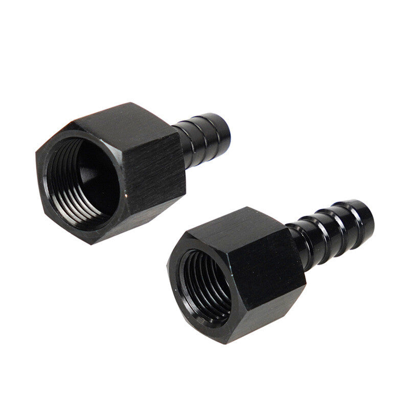 2-piece connector hose end straight 3/8 inch Barb to 8AN female rotary aluminum anodized