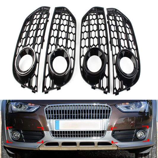 Front Bumper Honeycomb Mesh Fog Light Grille Cover Fits for Audi A4 Allroad 2010-16
