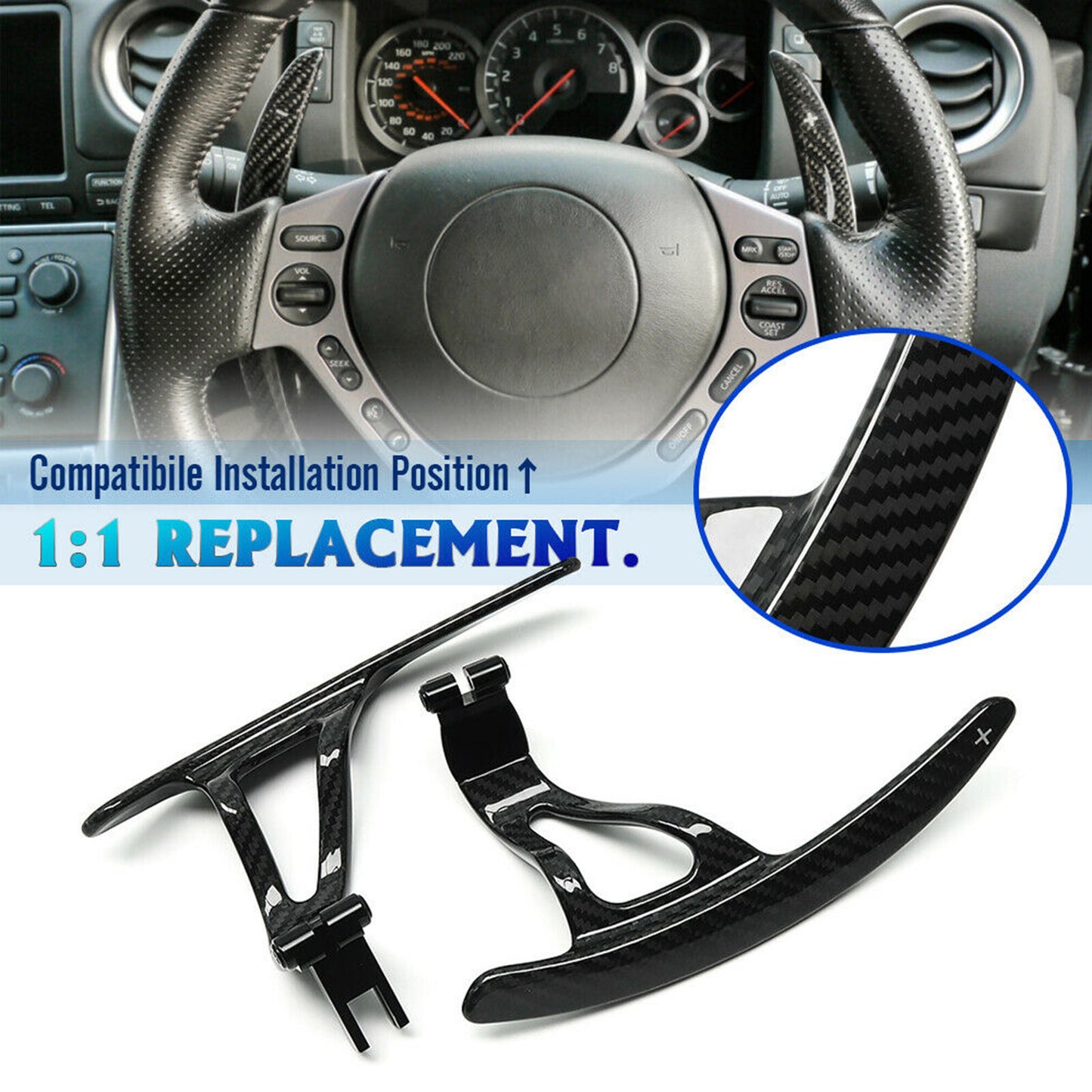 for Nissan GT-R GTR R35 2008-2016 Carbon Steering Shift Paddle Shifter Extension
