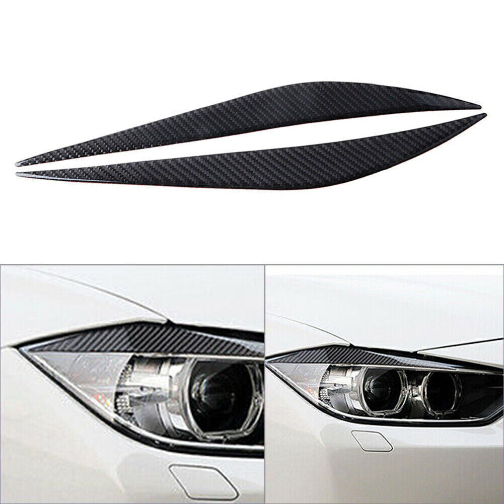 2PCS Headlight Eyebrow Eyelid Cover for BMW 3 Series 2013-2017 F30 Carbon Fiber