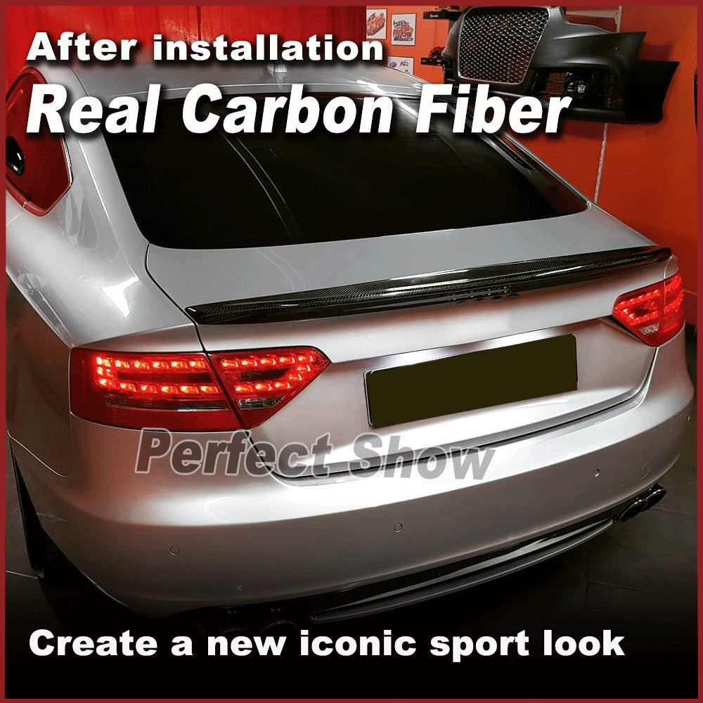 Fit for Audi A5 Coupe 2008-2016 REAL Carbon Rear Trunk Spoiler Boot Wing Lip