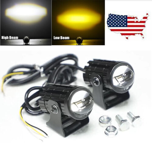 2X for Mini Motorcycle LED Driving Fog Spot Light Amber Projector Lamp for Jeep SUV