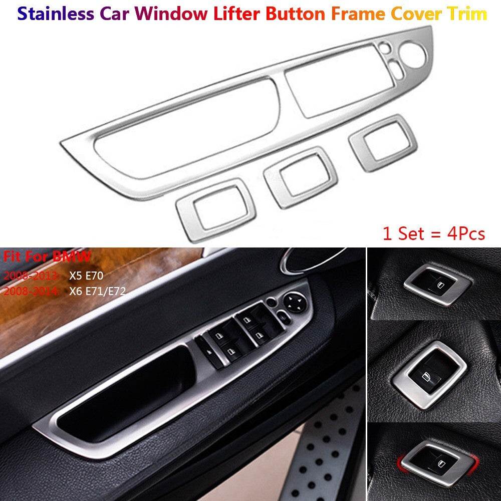 Stainless Steel for BMW X5 X6 E70 E71 Car Door Window Lifter Switch Cover Trims