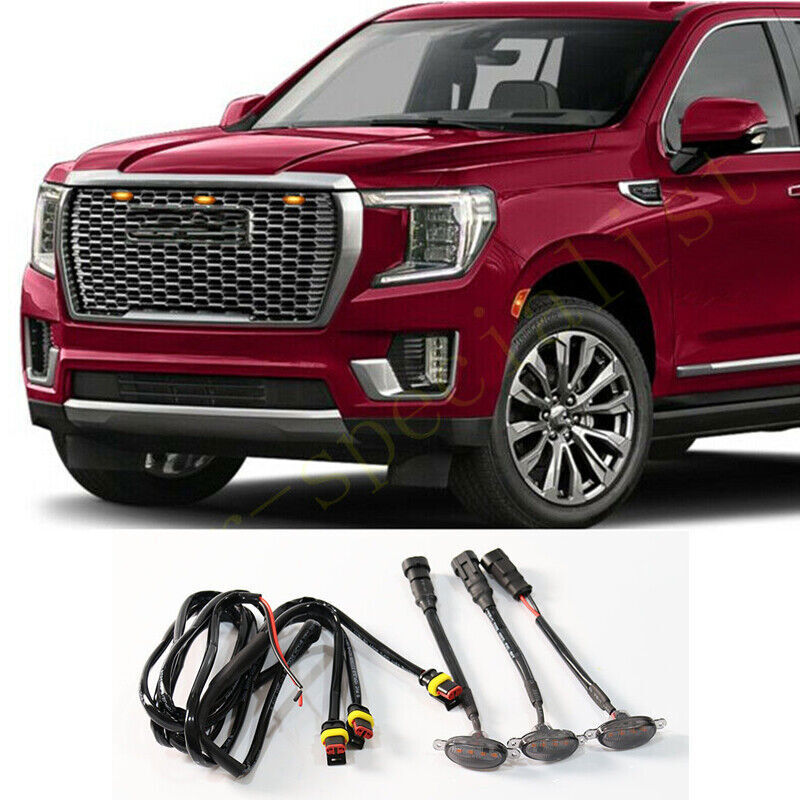 for GMC for Yukon XL 2021-2024 smoke Style Front Grill LED Marker Light Kit