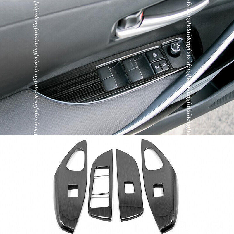 for Toyota for Corolla 2019-2023 Black S.steel Door Armrest Window Lifter Cover Trim