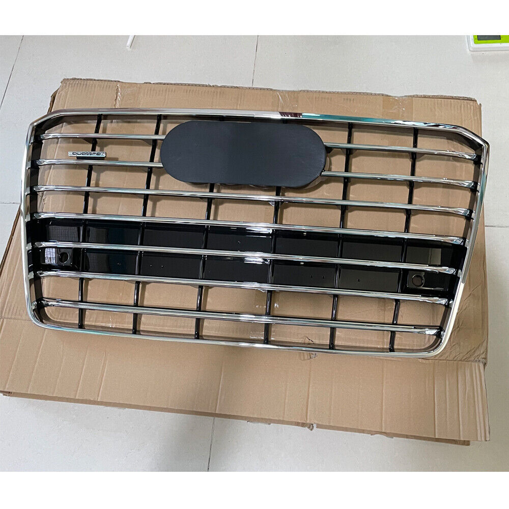 Fit for Audi for A8 2015 2016 2017 Front Bumper Grill Upper Mesh Silver Grille Grid