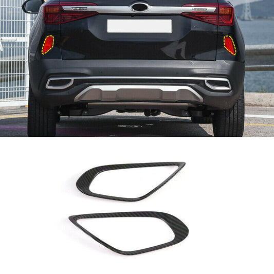 for Kia Seltos 2020-2023 Carbon Fiber Look Rear bumper Fog Light Lamp Cover Trim