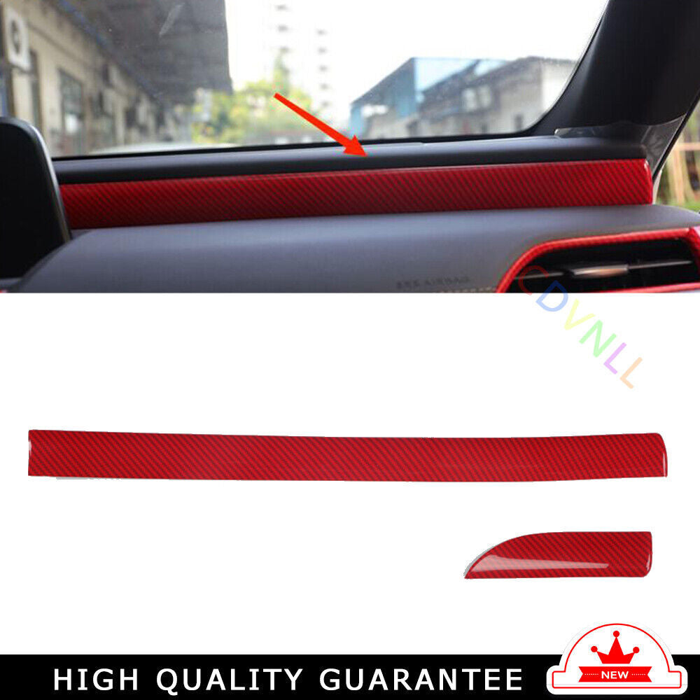 Middle Console Dashboard Strip Trim Inner for Lexus for ES 2018-21 Red Carbon Fiber