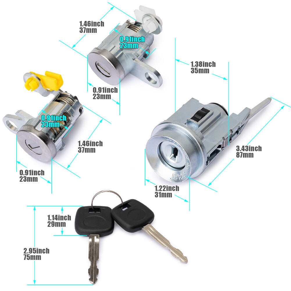 For 1995-2004 for Toyota Tacoma Ignition Switch Door Lock Cylinder With 2 Keys