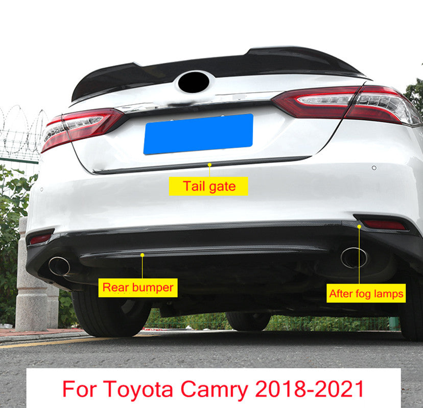 for Toyota for Camry 2018-2023 Carbon fiber Steel Rear Bumper Plate Pad Cover Kit 5x