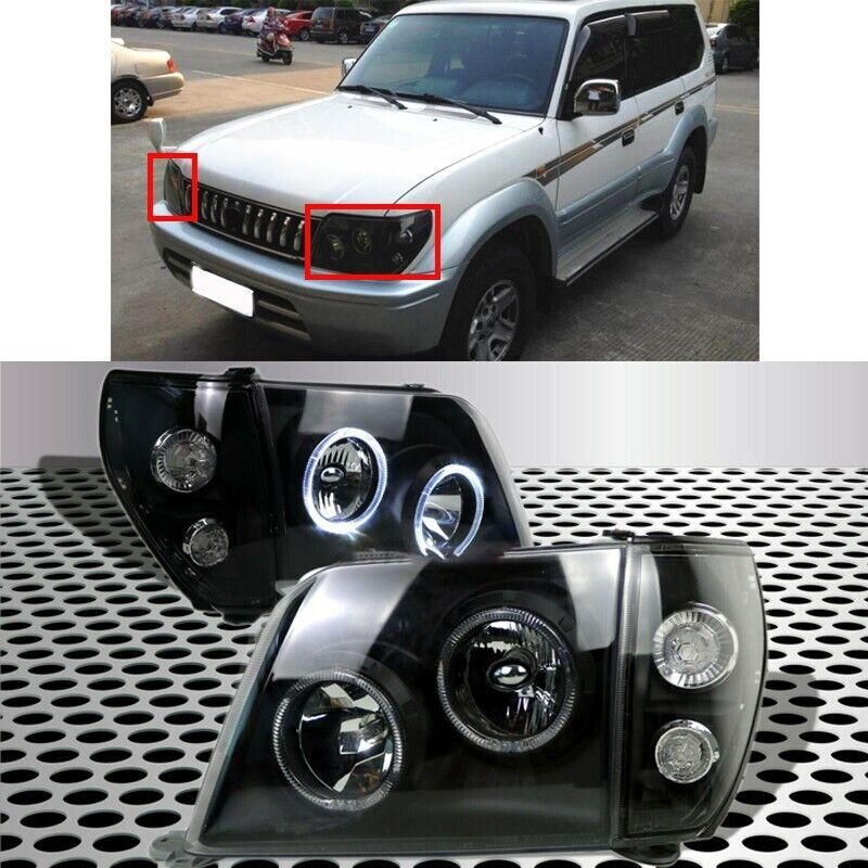 6x for Toyota Prado 90 1997-02 Black FrontRear Headlight Taillight Replace kit