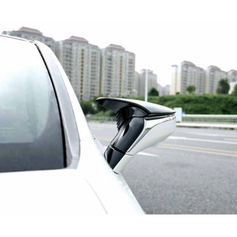 2pc Gloss Black Ox Horn Rearview Mirror Cover Trim Fit for Lexus RC for ES LS LC UX