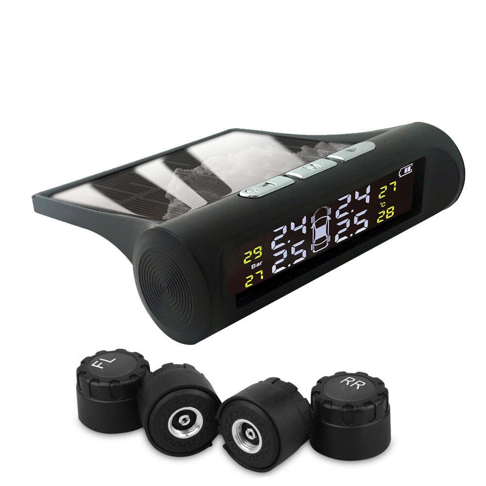 Solar Power Tire Pressure Monitor System Wireless TPMS Monitor  External Sensor