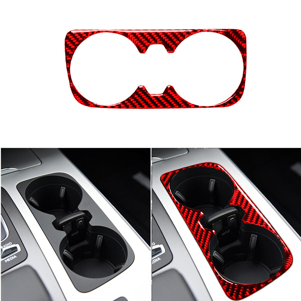 Red for Audi Q7 2016-19 Carbon Fiber Water Cup Holder Panel Cover Trim Sticker