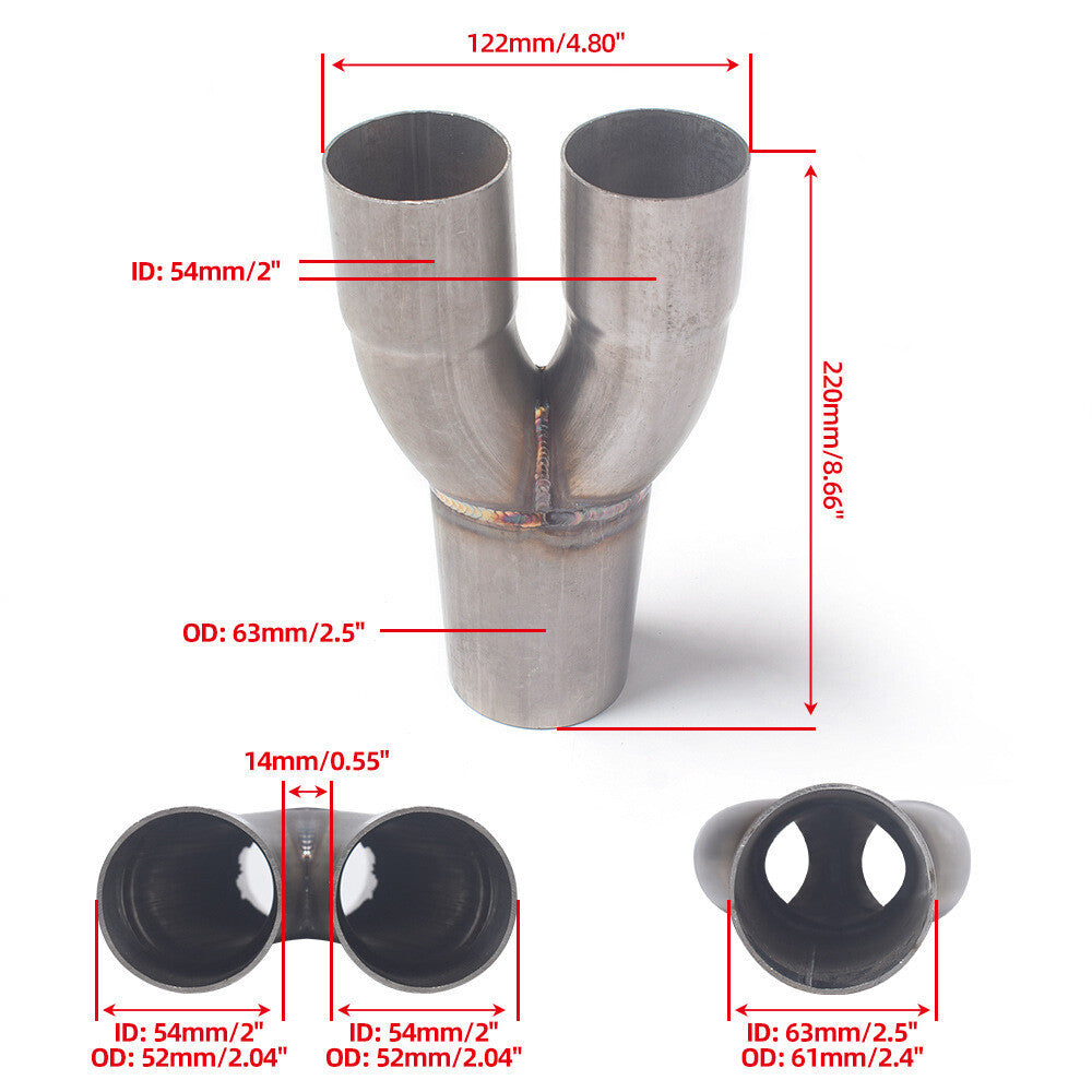 2-1 Merge Collector for Exhaust Headers 2 ID To 2.5 OD Stainless Steel