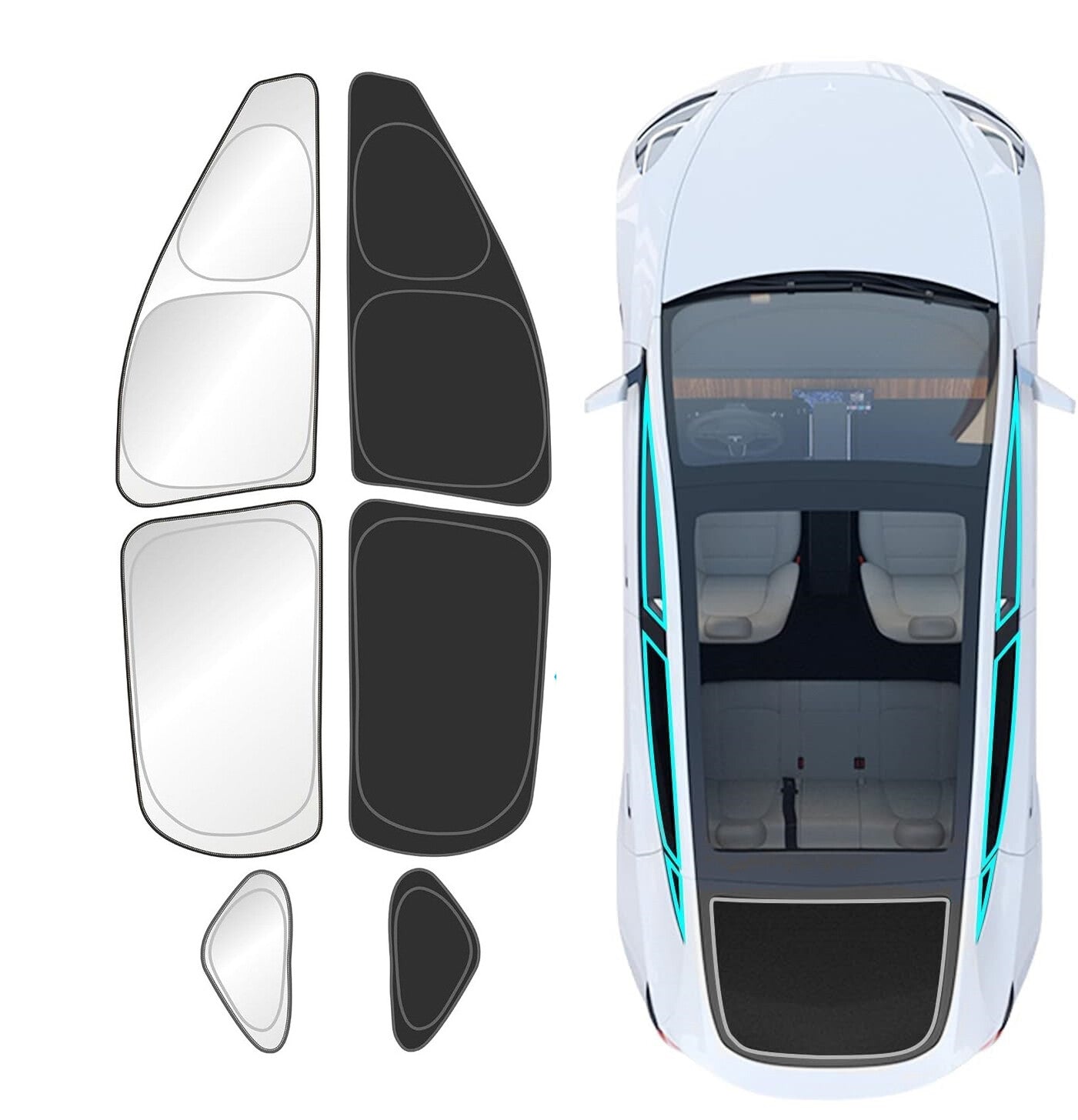 6 For 2020-2024 for Tesla for Model Y Side Window Sunshade Anti UV Folable Privacy Cover