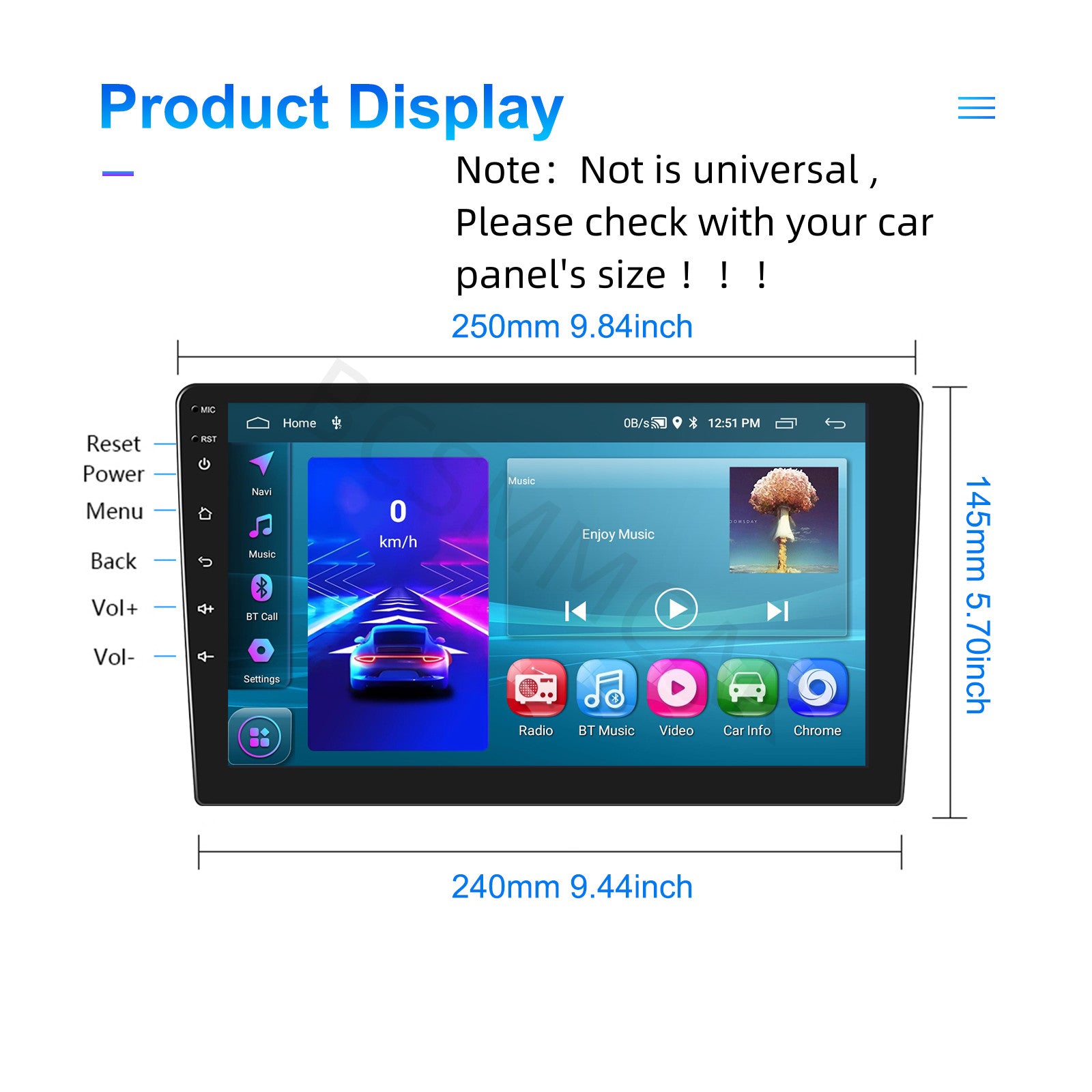 Car Stereo Radio For Apple Carplay Android 13 10 Touch Screen GPS Double 2Din