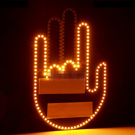 LED Car Gesture Light Rear Window Warning Finger Signal Lamp Funny Accessories