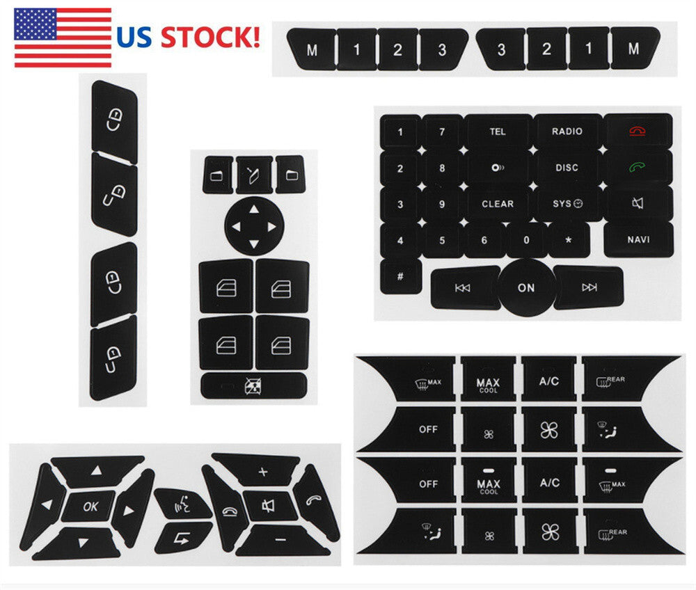 Steering Wheel Center Dash AC Window Button Repair Kit Sticker for Mercedes-Benz