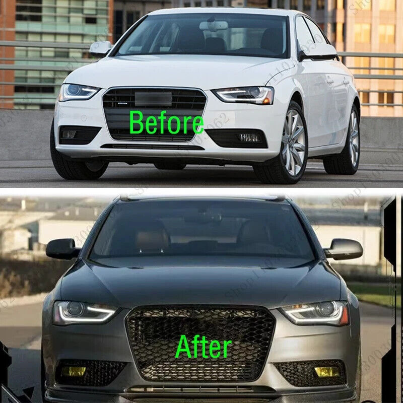 Fog light cover grille honeycomb design for Audi A4 B8.5 facelift models 2013-2016