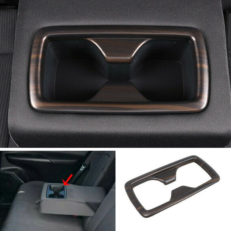 Matte Wood Grain Look Rear Water Cup Frame Cover Trim for Toyota Venza 2021-2023