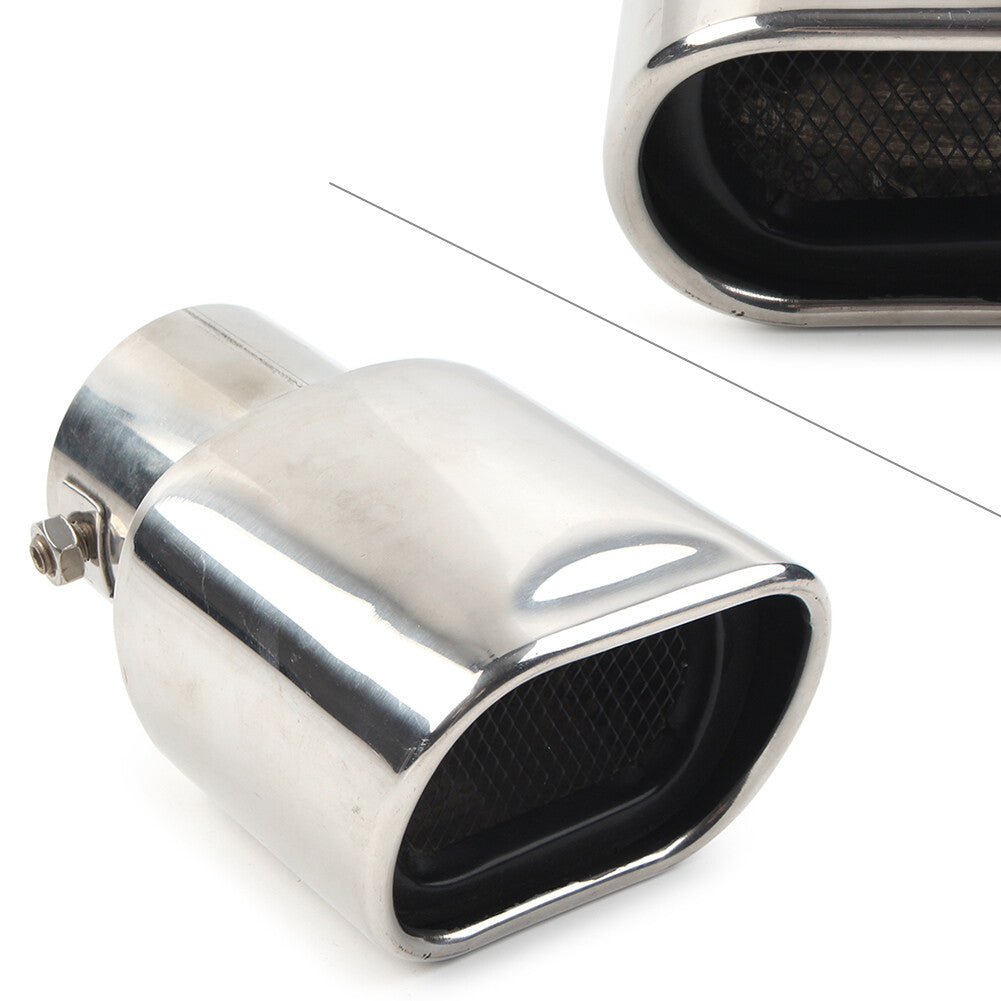 Silver Stainless Steel Rear Exhaust Pipe Tail Muffler Tip Square Accessories