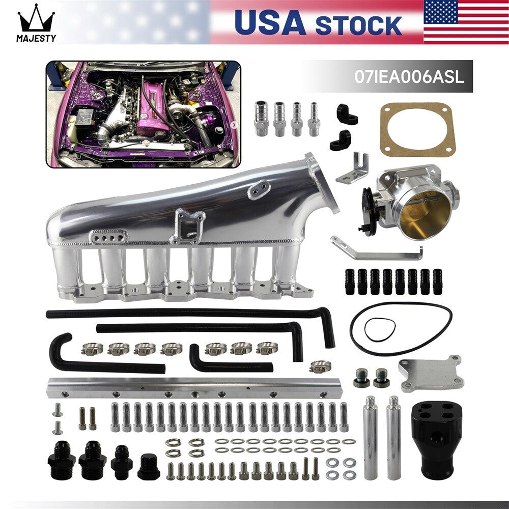 Intake Manifold Fuel Rail Throttle Body 90mm For Skyline R32 RB20DET 2.0L 89-94