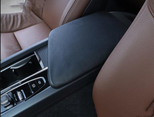 Black leather console armrest box panel cover trim for Volvo S60 2019-2021