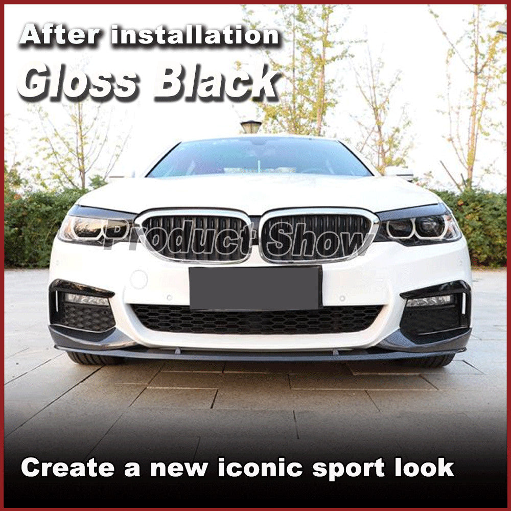 Fit for BMW 5 Series G30 530i 540i M-Sport Glossy Black Front Bumper Splitters