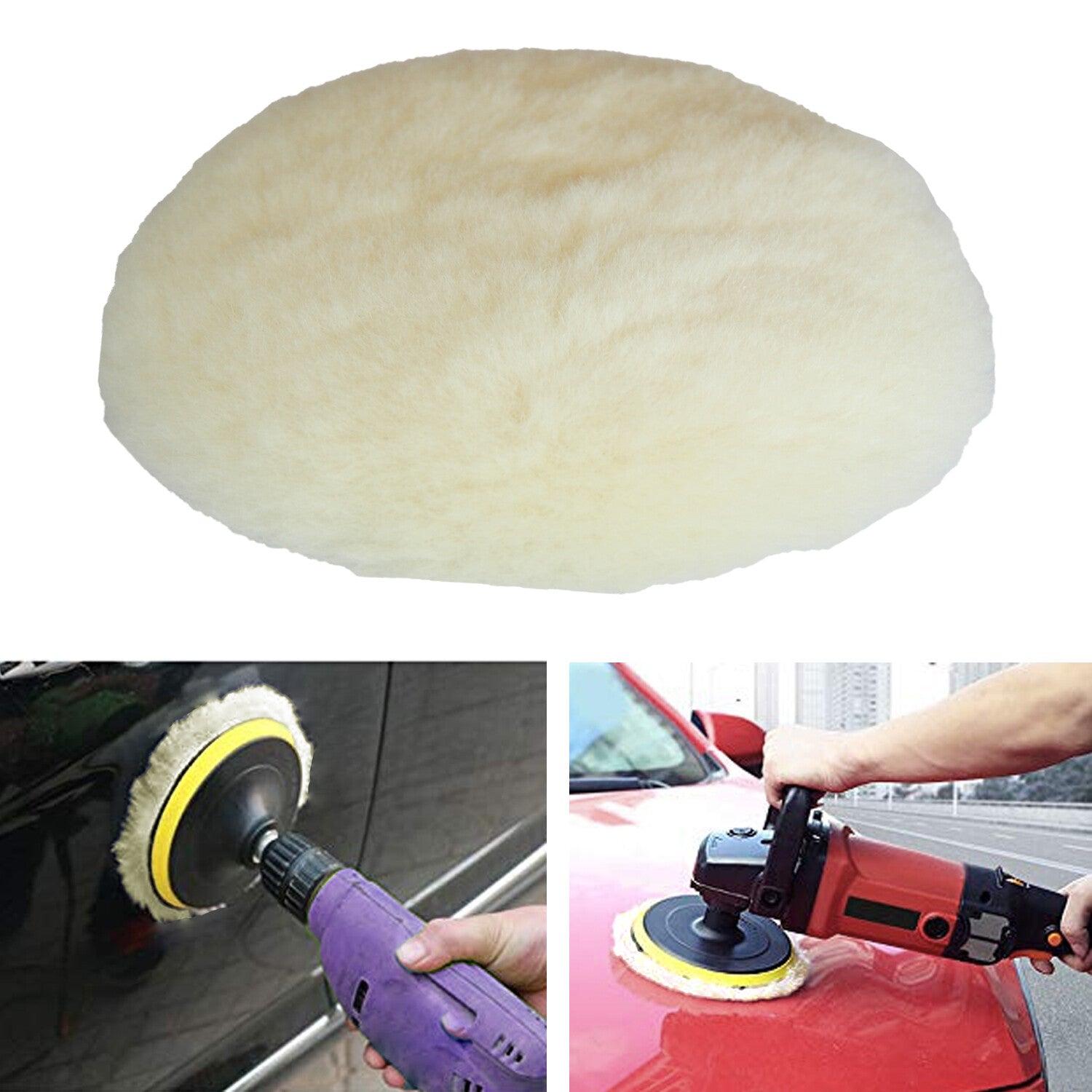 3-inch Car Polishing Kit Wool Polishing Pad 100% Natural Wool Drilling