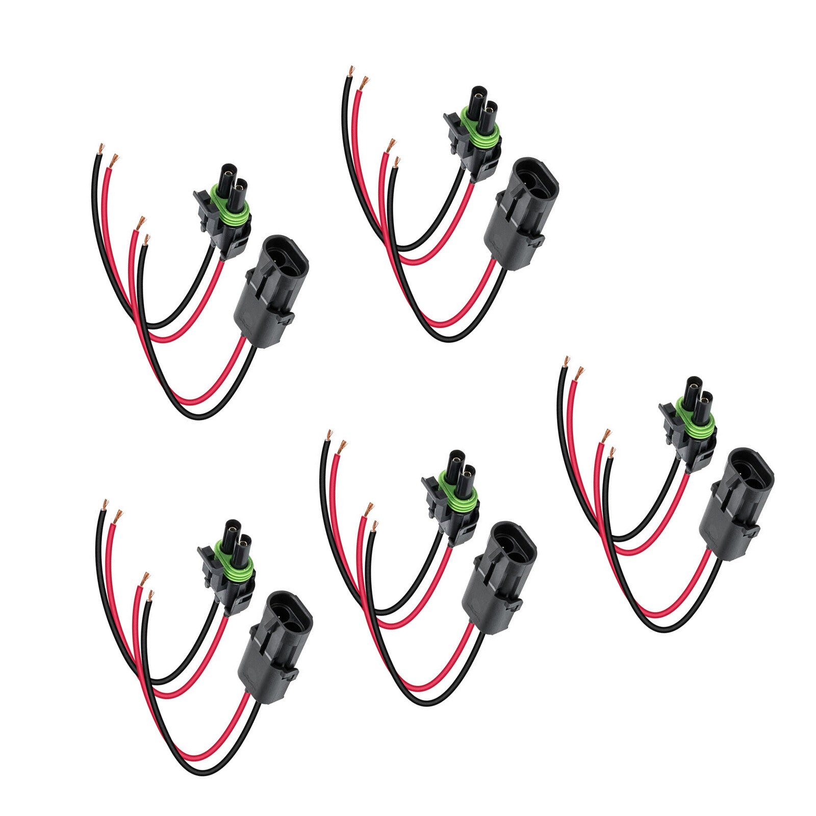 5PCS OLS 2-Wire Weather Pack Connector Kit Assembled with 6 16 AWG Wires
