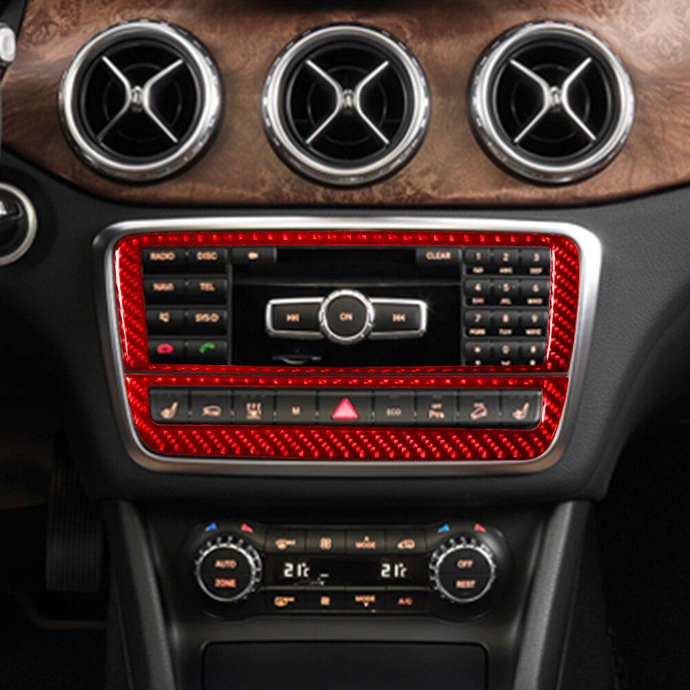 Red Carbon Fiber Radio Type-B Trim for Mercedes-Benz CLA GLA 2014-2018